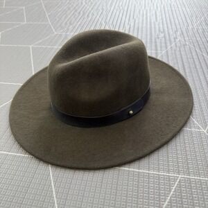 Lack of Color Rancher Fedora Hat 56cm Green 100% Wool Leather Hardware Western
